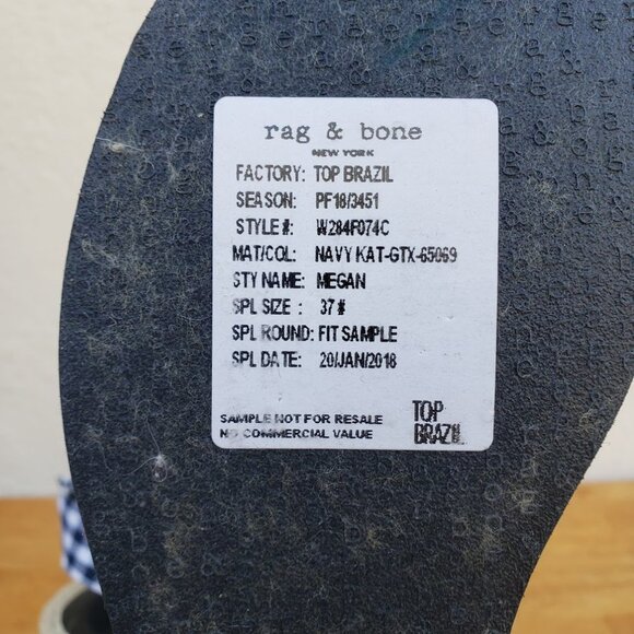 rag & bone Megan Gingham Navy White Sandals - Picture 12 of 12